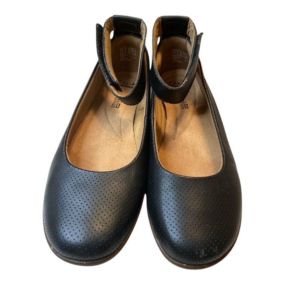 Clarks Black Perforated Flats